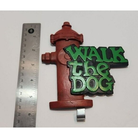 "Walk The Dog" Dog Leash/Keys/Trinkets Holder Wall Plaque Red Hydrant NIB - Picture 10 of 10